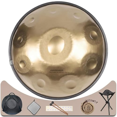 Eavnbaek 22-Inch 10-Notes 440Hz D Minor Kurd Advanced Handpan Drum Gold