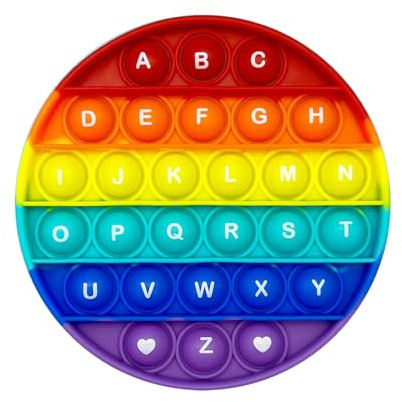Fidget Toys, Rainbow Bubble Autism Special Needs Stress Reliever Fidget Popper for Kids, Learning Sensory Popper Toy - Letters on One Side Numbers on The Other
