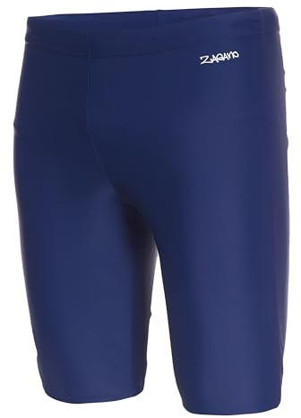 ZAGANO Costume da Bagno Lungo da Uomo Estremamente Resistente Aderente, Jammers, Comodi Pantaloni da Nuoto Aderenti, 2386, Blu Scuro, M