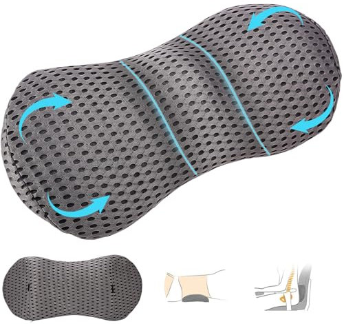 Zhufas Lendenkissen, Rückenkissen mit Abnehmbarem Gummiband, Anti-Rutsch Lordosenstütze, Lendenwirbelkissen für Bürostuhl Lumbar Cushion