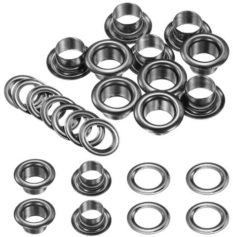 QUARKZMAN 10 Jeu De Œillets 6mm 1/4 Pouce Kit Œillets En Laiton Avec Rondelles Pour Tissu Rideau Bâche Ceinture En Cuir Chaussures Sac DIY, Noir