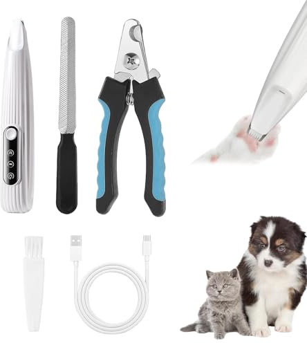 Maquina de Cortar pelo Perro, Versión Profesional de Poda de Garras, Cortapelos para Mascotas, con Luz LED, Silenciosa, Recargable, para Perros y Gatos, Patas, Ojos, Orejas, Cara, Cuerpo