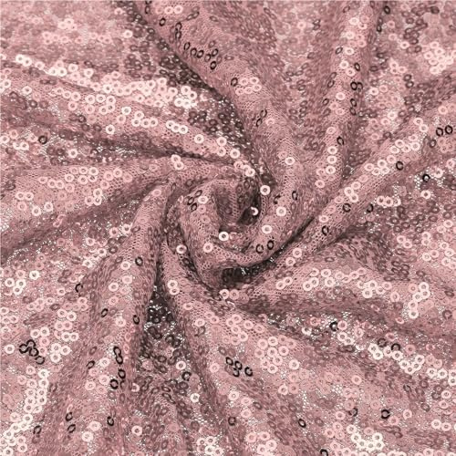 sourcing map Rose Gold Sequin Fabric, by the Yard, 1 Yard Length 4.3ft Wide Sequin Velvet Fabric Shiny Sparkly Cloth for DIY Sewing, Dress, Backdrop, Tablecloth, Table Runner