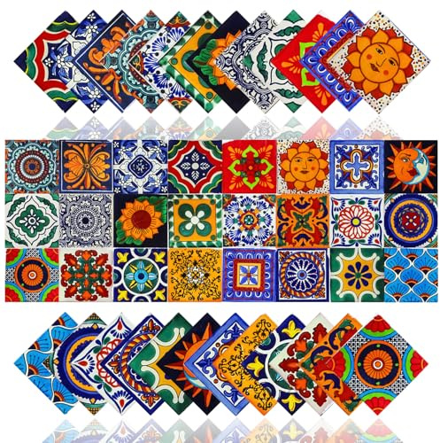 Terrablossom 24Pcs Peel and Stick Tile Stickers for Kitchen Bathroom Backsplash Waterproof Traditional Design Wall Decals Easy to Apply DIY Home Decor (Style A, 4 x 4 Inch)