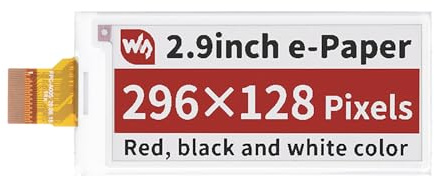 Waveshare 2.9Inch E-Paper Raw Display Panel(B) 296x128 Resolution 3.3v E-Ink Electronic Paper Screen Without PCB,Red Black White Three-Color Display for Raspberry Pi/Jetson Nano/Arduino/STM32