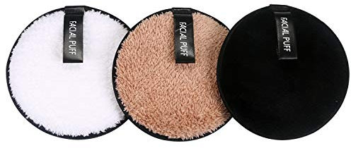 Vtrem 3 pezzi Dischetti Struccanti Lavabili, tamponi detergenti cotone Riutilizzabili per Struccare, Super Morbide, per la Pulizia Tutti i Tipi di Pelle (Nero+Bianoco+Marrone)