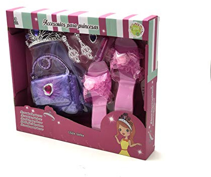 TACHAN -Set Accesorios Princesa -Incluye Tiara, Zapatos, Bolso, Pendientes y Anillo- Accesorios de Disfraz (CPA Toy Group 764T00410)