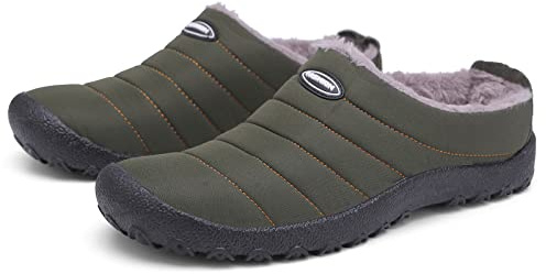 Mnplciea Chaussons Hiver Homme Femme Chaussons de Maison Chauds en Peluche Pantoufles Imperméables et Antidérapantes Intérieur Extérieur