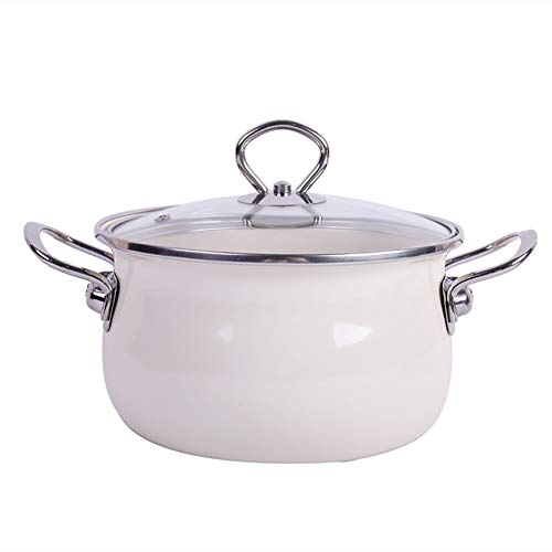 Terrakotta Kochtopf Casserole Dish Binaural Creme Farbgeschirr Hartes Emaille-Beschichtung, Suppentopf Mit Deckel Anti-Scenen-Metallzubehör