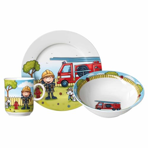 Ritzenhoff & Breker Service de table pour enfant Bernie, 3 pièces, multicolore, bol, gobelet, assiette en porcelaine