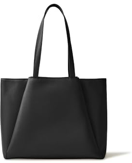 Laptop Tote Bag for Women 15.6 Inch - Large Work Bags with Zip Compartments - PU Leather Office Purse Computer Briefcase - Black