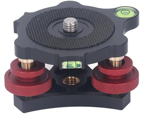 Camera Tripod Head Leveling Base, Camera Leveler Aluminum Alloy 3/8 Inch Thread 3 Bubble Level Triple Wheel Leveler for Macro Panoramic Photography