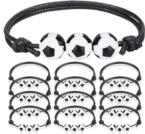 Augesak 12 stycken fotbollsarmband med justerbar vävd sladd, fotbollspresent