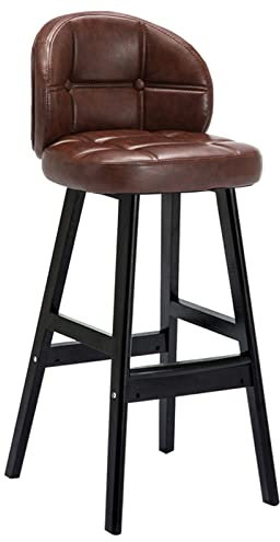 YinhaFongeu Massivholzstuhl Home Restaurant Kücheninsel Bar Rezeption Hocker mit PU-Polster und Anti-Rutsch-Pad, Sitzhöhe 75 cm (Farbe: Braun)