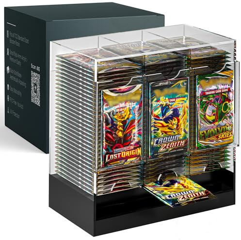 Dinavio Crafthouse 3-Slot Booster Pack Dispenser with Black Base - Fits 120 Booster Packs for Dispensing - Compatible with TCG Trading Card Boosters and Sports Card Boosters - 4mm Acrylic Stackable