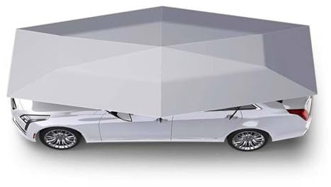 Flyttbar carport, 4,2 M Car Tent Cover Canopy, helautomatisk fällbar fjärrkontroll, bilparaply med avtagbart batteri,Grey
