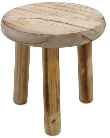 Spetebo Holz Blumenhocker geflammt mit 3 Beinen - 20 cm - Massivholz Deko Hocker rund klein im Used Look - Landhaus Pflanzenhocker Blumenständer Pflanzenständer Podest für Zimmerpflanzen