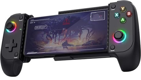Trust GXT 735 Mylox Manette pour Telephone Portable Bluetooth pour Android/Iphone / PS5 / Xbox/Mobile, 12h d'Autonomie, Double Vibration, Ėclairage RGB, Manette Smartphone Sans Fil, Noir