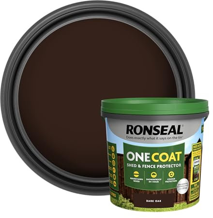 Ronseal One Coat Shed and Fence Protector Dark Oak 5 litres (Covers up to 6 Fence Panels) All Weather Protection