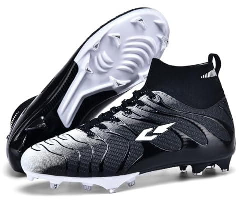 KIUSMETY Soccer Cleats for Mens Womens Indoor Turf Football Shoes Training Sneaker Black Size 7