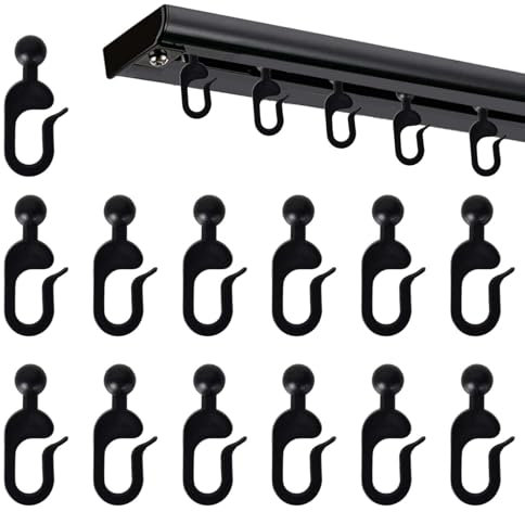 Luxvara 50 Pcs Sliding Curtain Hooks – Plastic Glider Hooks for Tracks and Rails – Curtain Rings for Windows, Doors, Shower Curtains, Side Screens – Suitable for Gazebo, Outdoor Canopy, and Tents