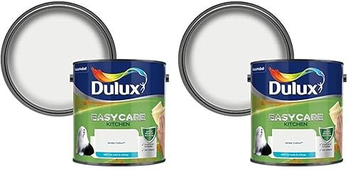 Dulux Easycare Kitchen Matt Emulsion Paint For Walls And Ceilings - White Cotton 2.5 Litres (Pack of 2)