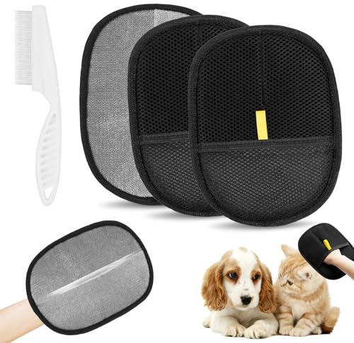 2 Stück Pet Hair Remover Katzenhandschuh, Haarentferner Tierhaare Doppelseitige Fellhandschuhe Katze Pet Grooming Gloves, Katzenhaarentferner Handschuh Für Reinigung Von Teppichen Sofas