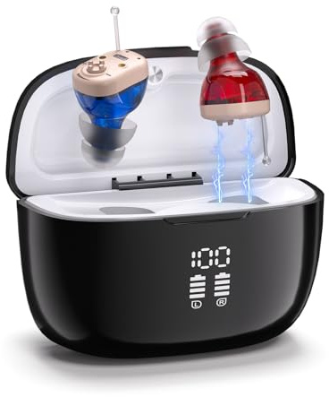 Rechargeable Sound Device with Charging Case- Auto Turn on/Off & Noise Cancellation Function,Clear Sound & Adjustable Volumes