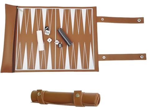 JurciCat Un backgammon da viaggio arrotolabile Dimensioni del tabellone 25x36 cm Pieghevole e portatile Adatto per adulti e bambini in viaggio