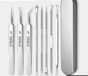 Professional Blackhead Remover Set - Comedone Squeezer Kit with Lancets and Loop for Precise Face and Skin Care