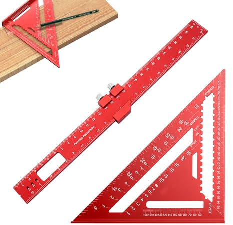 LUHOCIY 2 pezzi angolo di carpentiere in alluminio, multifunzione per lavori in legno, angolo di arresto per lavori in legno, strumento di tracciatura, angolo di 45 e 90 gradi, trattamento anodizzato