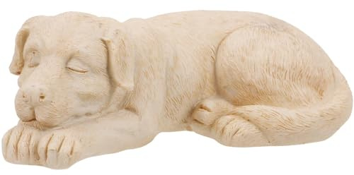 Veemoon Estatua de Lápida para Mascotas de Resina Color Crema, Figura Conmemorativa para Perro, Decoración para Jardín Exterior, Piedra Durable para Homenaje y Memorial de Animales