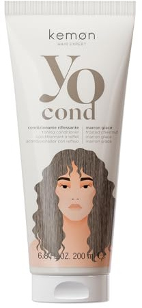 Kemon Yo Cond Marron Glacé - Maschera Riflessante Professionale con Formula YoVeg e Velian Complex, Nutre e Illumina i Capelli in 3 Minuti, 88% Ingredienti Naturali, 200 ml