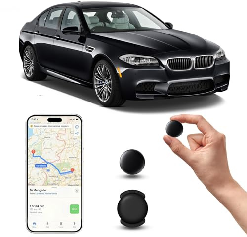 GPS Tracker per Auto, Magnetico Nascosto Localizzatore Gps Senza SIM senza abbonamento, Auto Localizzatore Compatibile con Apple Find My App(IOS) per Bambini, Animali Domestici (1 nero)