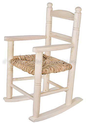 Cesteria Aparici Mecedora de Enea Infantil Madera Natural - 8158 - Asiento 28cm x32cm-Alto Asiento 28cm-Alto Respaldo 51cm