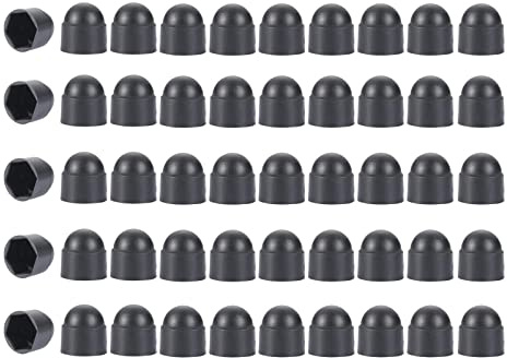 Hex Nut Cover, 50 Pcs 13 mm Plastic Dome Bolt Nut Protection Caps Cover for Bolts, Hex Hexagon Screws, No Thread, (Black M8*13 * 15)