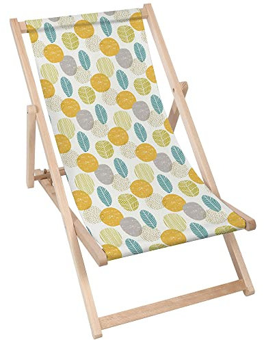 DreamRoots Liegestuhl Klappbar Holz aus Buchenholz, bis 130 kg belastbar, 3-Fach verstellbare Rückenlehne, waschbarer Polyesterbezug