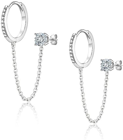 Ohrringe Silber Hängend Creolen Silber 925 Damen Ohrstecker Silber Ohrringe mit Zirkonia Schmuck Geschenke für Damen Mädchen Frauen Herren