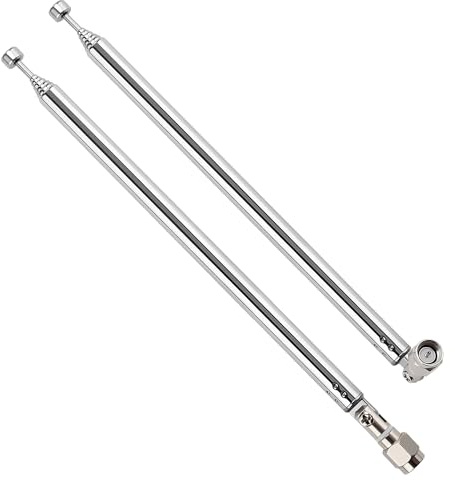 VooGenzek 2 ST 75cm 7 Sektioner Teleskopantenn, FM Bärbar Radioantenn Ersättning, Med SMA-Hankontakt, för TV Radio DAB FM/AM Stereomottagning