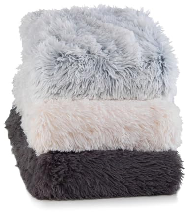 MALIKA Polar Flokati Spannbettlaken 180x200 cm - Kuschelig Warm - Fleece Plüsch - Winter Cashmere-Touch Bettlaken Spannbetttuch Laken für Wohlfühl Garantie, Farbe:Silber