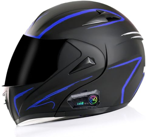 Motorradhelm Helm Motorrad mit Bluetooth Klapphelm ECE/DOT Zertifiziert Sturzhelm RollerHelm Integralhelm mit Sonnenblende für Herren Damen Erwachsene 30,XS