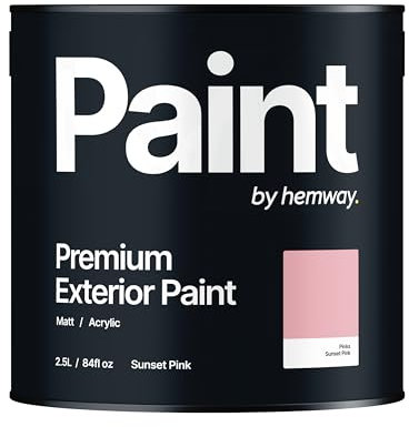 Hemway - Premium Exterior Paint - Sunset Pink 2.5 L | Outdoor Matt Finish, Acrylic & Water-Based Emulsion | Quick Dry & High Coverage for Walls, Wood, Metal, Masonry & Furniture