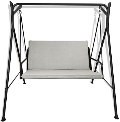 Il Tuo Artigiano Design Cuscino tinta unita per dondolo da giardino 2, 3 e 4 posti spessore 6 cm (3 posti - 135x55 cm, Grigio chiaro)