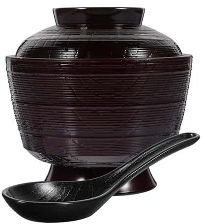Alipis Zuppa Di Miso Giapponese Ciotola Con Coperchio E Cucchiaio Ciotola Di Riso Tazza Di Zuppa Di Miso Tazza Di Preparazione Da Cucina Stoviglie Per Servire Contenitori Per