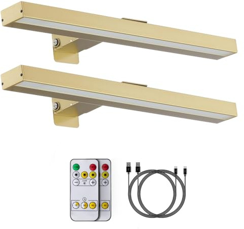 Trådlös bildlampa med fjärrkontroll, bildlampa med fjärrkontroll, 16 tum uppladdningsbar dart-belysning, mallampa med 3 belysningslägen för målerikonst, full metall (2-pack)