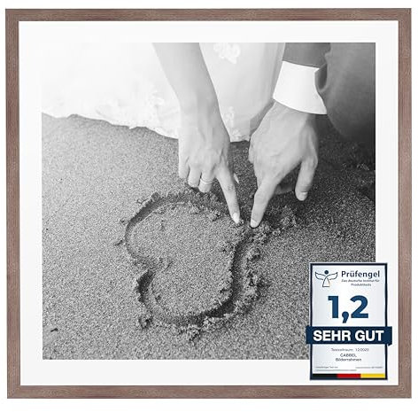 CABBEL 1x Bilderrahmen 60x60 cm Eiche Dunkel Rahmen 1-Pack | Dokumentenrahmen, Collage, Poster | MDF Holz-Posterrahmen Acrylglas | Picture Frame, Puzzlerahmen, Bilder, Fotorahmen zum Aufhängen