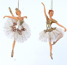 Julgransdekoration i harts ballerina med tutu vit och guld 17 cm blandad produkt - jul från 1956