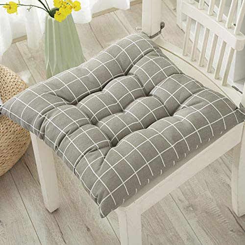 Hixingo Chair Cushions Set of 2, Seat Cushions for Dining Chairs, Geometric Print Soft Cotton Kitchen Chair Cushions, Dining Chair Cushions for Armchair Seat Pad For Garden (Light grey,40x40cm)