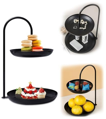 Supporto per torte a 2 ripiani, per muffin, per matrimoni, feste, compleanni, bambini, docce, dolci, dolci, porta caramelle, gioielli, in acciaio inox