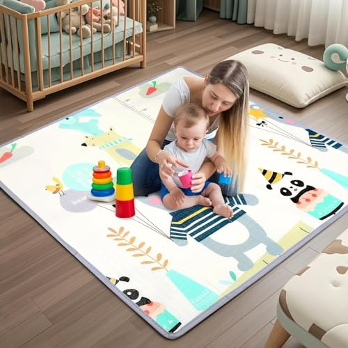 Gutsbox Tappeto Gioco Bambini Pieghevole 120x120x1cm Tappeto Gioco Neonato Pieghevole XPE Tappetino Bambini Pieghevole e Reversibile, Non Tossico, Antiscivolo